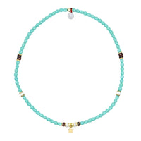 Bracelet/Collier ras du cou Têtes Blondes Star Gold Turquoise Howlite