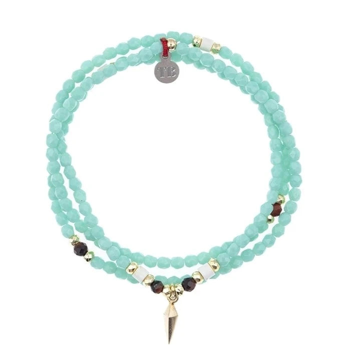 Bracelet/Collier Têtes Blondes Spike Gold Turquoise