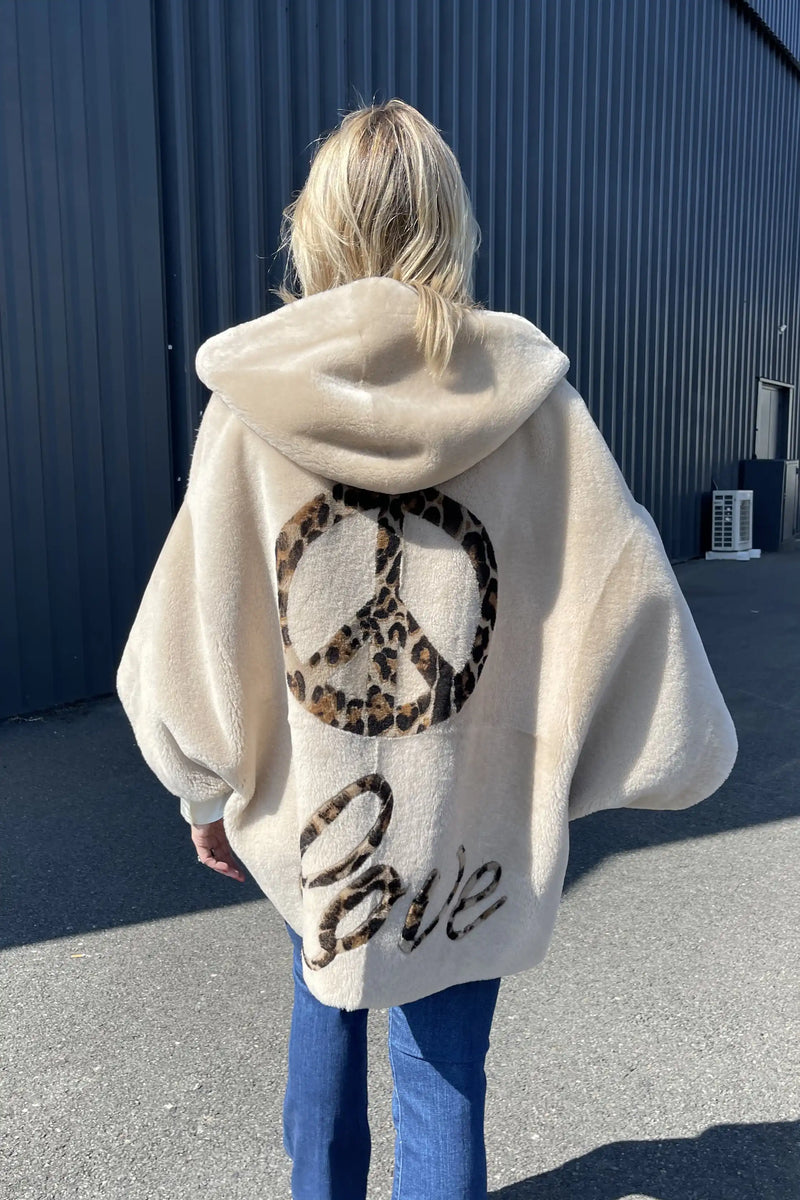 Manteau Cape Lou Andrea "Peace and love" Palamino Léopard