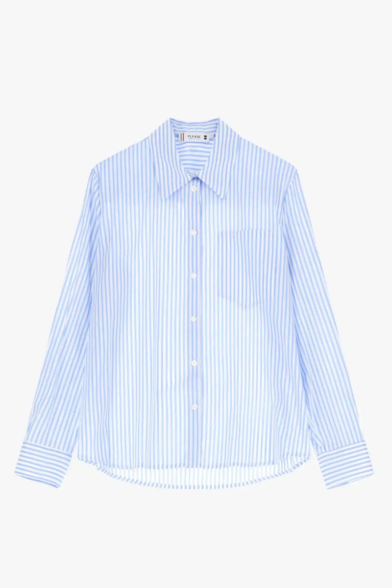 Chemise Please à rayures et bande Bianco/Azzurro