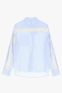 Chemise Please à rayures et bande Bianco/Azzurro