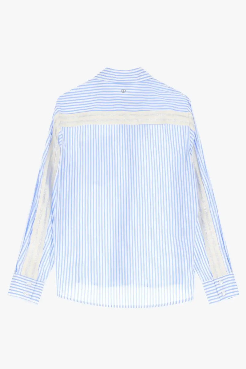 Chemise Please à rayures et bande Bianco/Azzurro