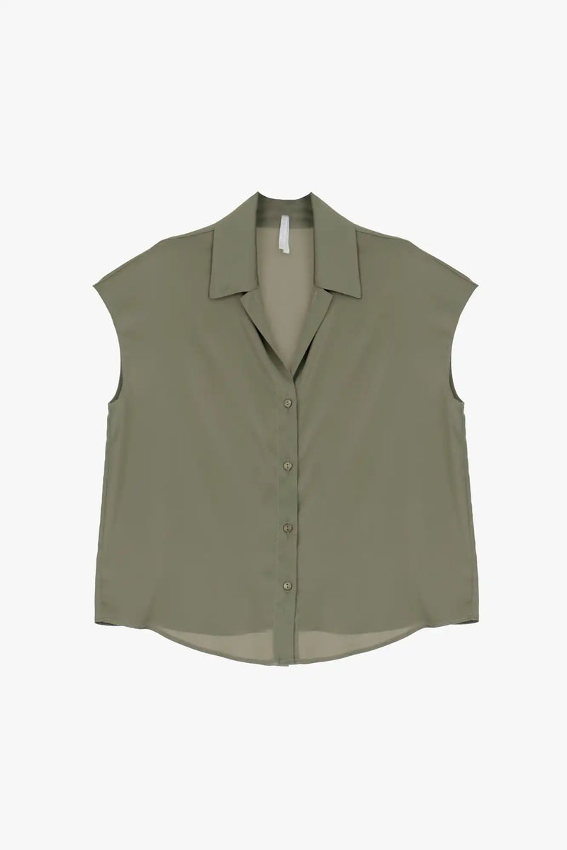 Chemise Imperial sans manches satinée Army