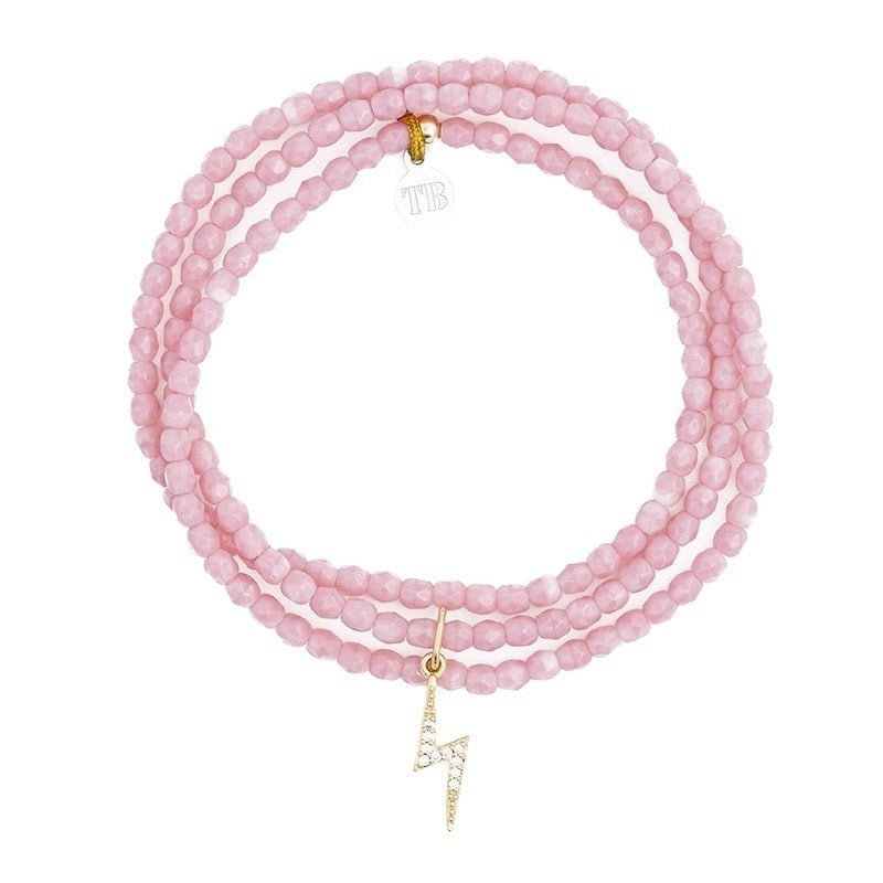 Bracelet/Collier Têtes Blondes Eclair Gold Zircon Pink