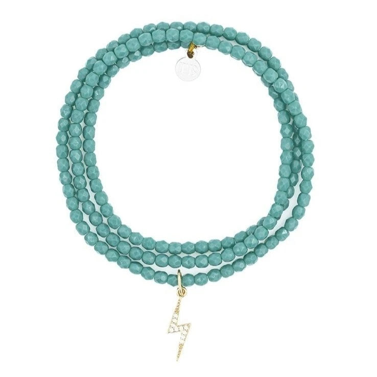 Bracelet/Collier Têtes Blondes Eclair Gold Zircon Turquoise Persian