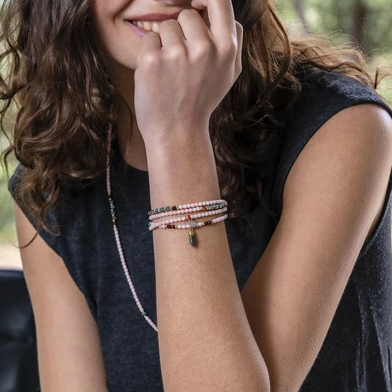 Bracelet/Collier Têtes Blondes Totem Rose