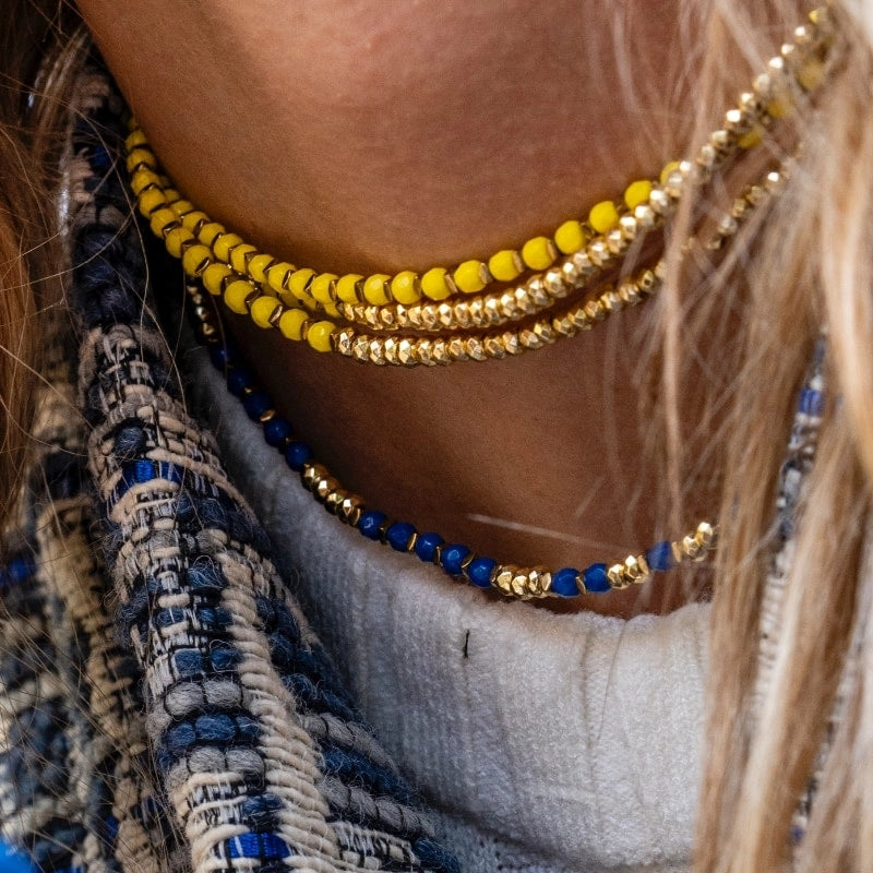 Collier ras du cou Têtes Blondes Caro Bleu Majorelle