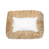 Coussin long MX HOME avec franges en raphia Beige