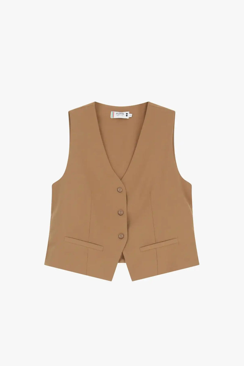 Gilet Please court Cammello