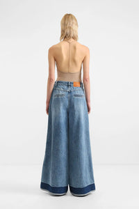 Jean Palazzo Please Bande Blu Denim