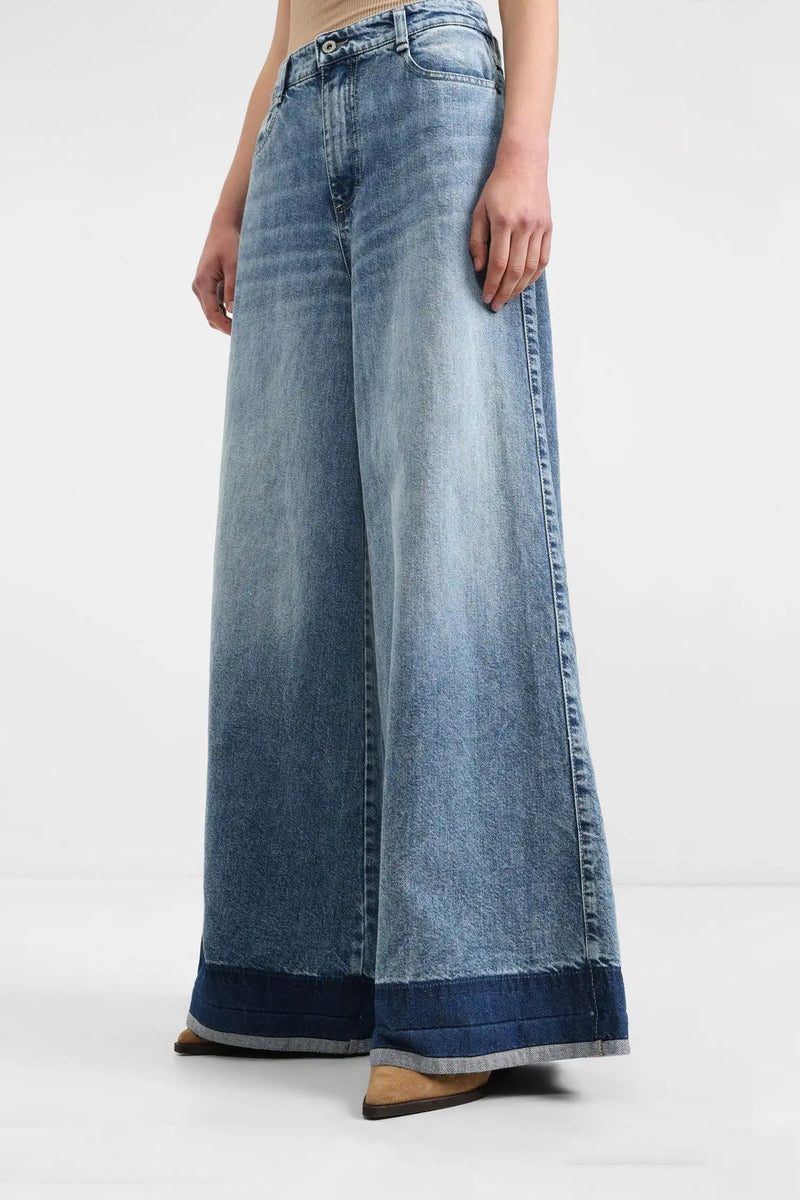 Jean Palazzo Please Bande Blu Denim