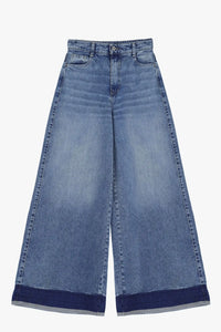 Jean Palazzo Please Bande Blu Denim