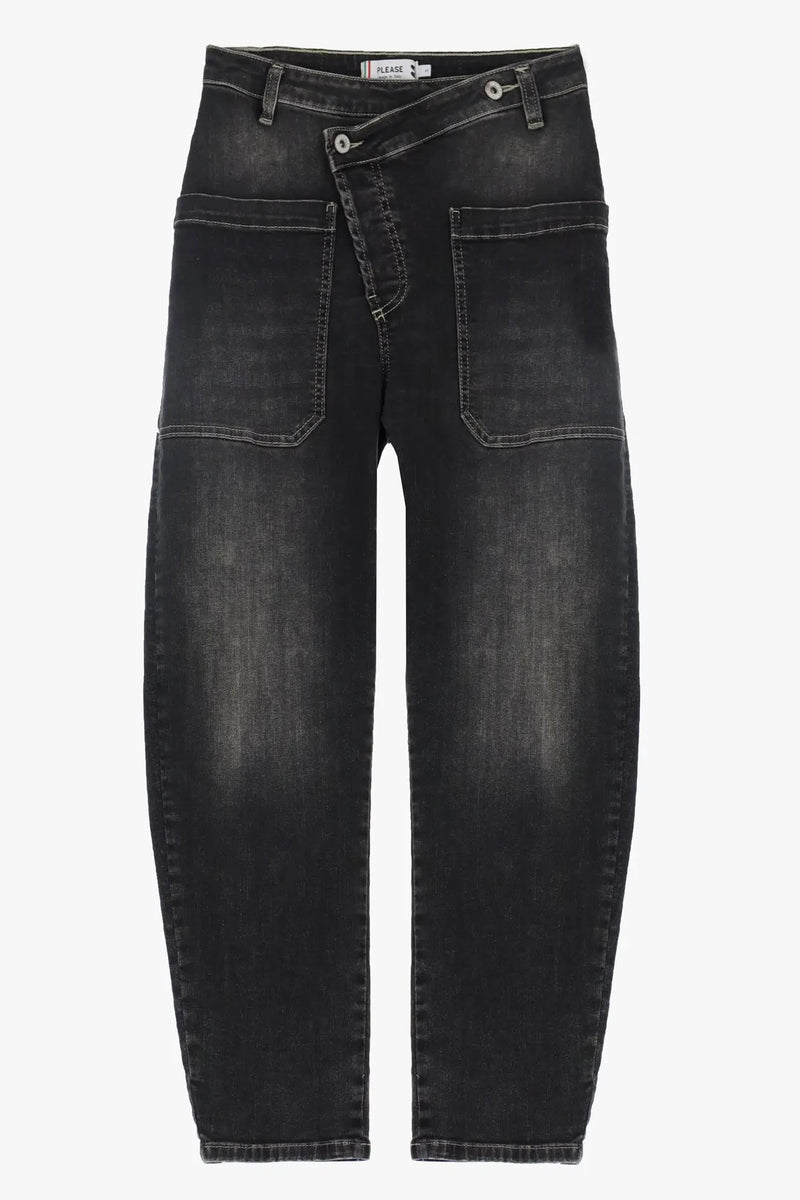 Jean Baggy Please asymétrique Nero Denim