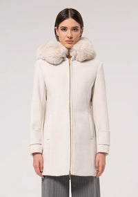 Manteau Fracomina capuche fausse fourrure Cream