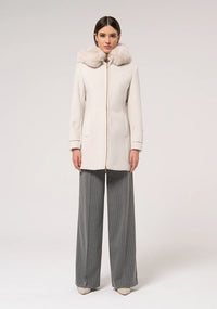 Manteau Fracomina capuche fausse fourrure Cream