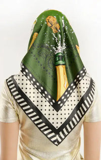 MEDIUM Foulard Wild Champagne et Caviar Vert