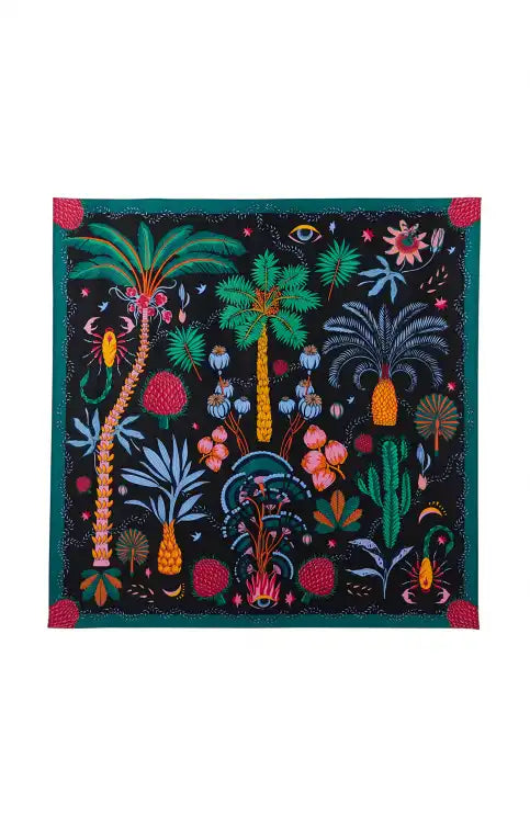 MEDIUM Foulard Wild Herborium Noir