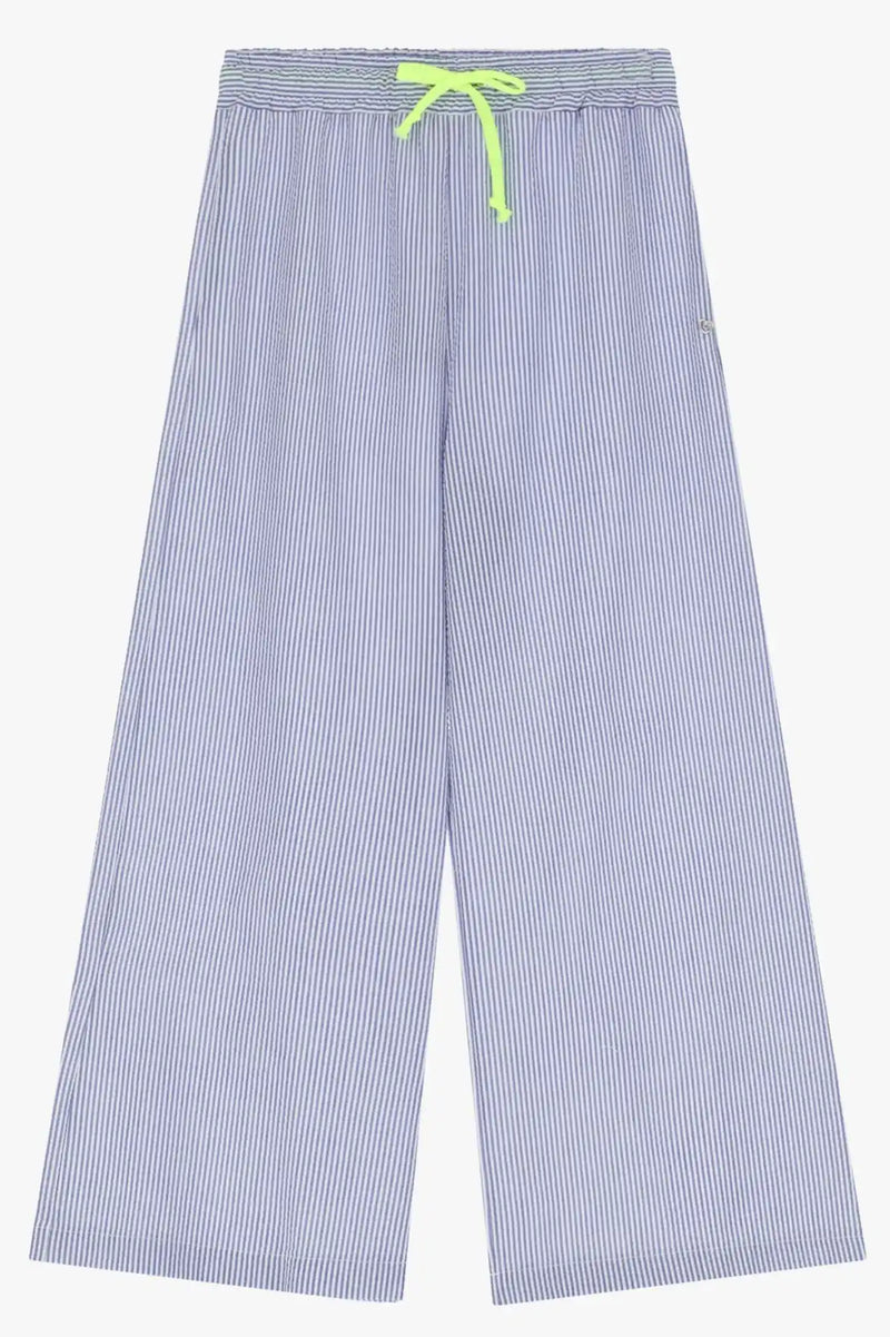 Pantalon large Please avec cordon Bianco/Blu