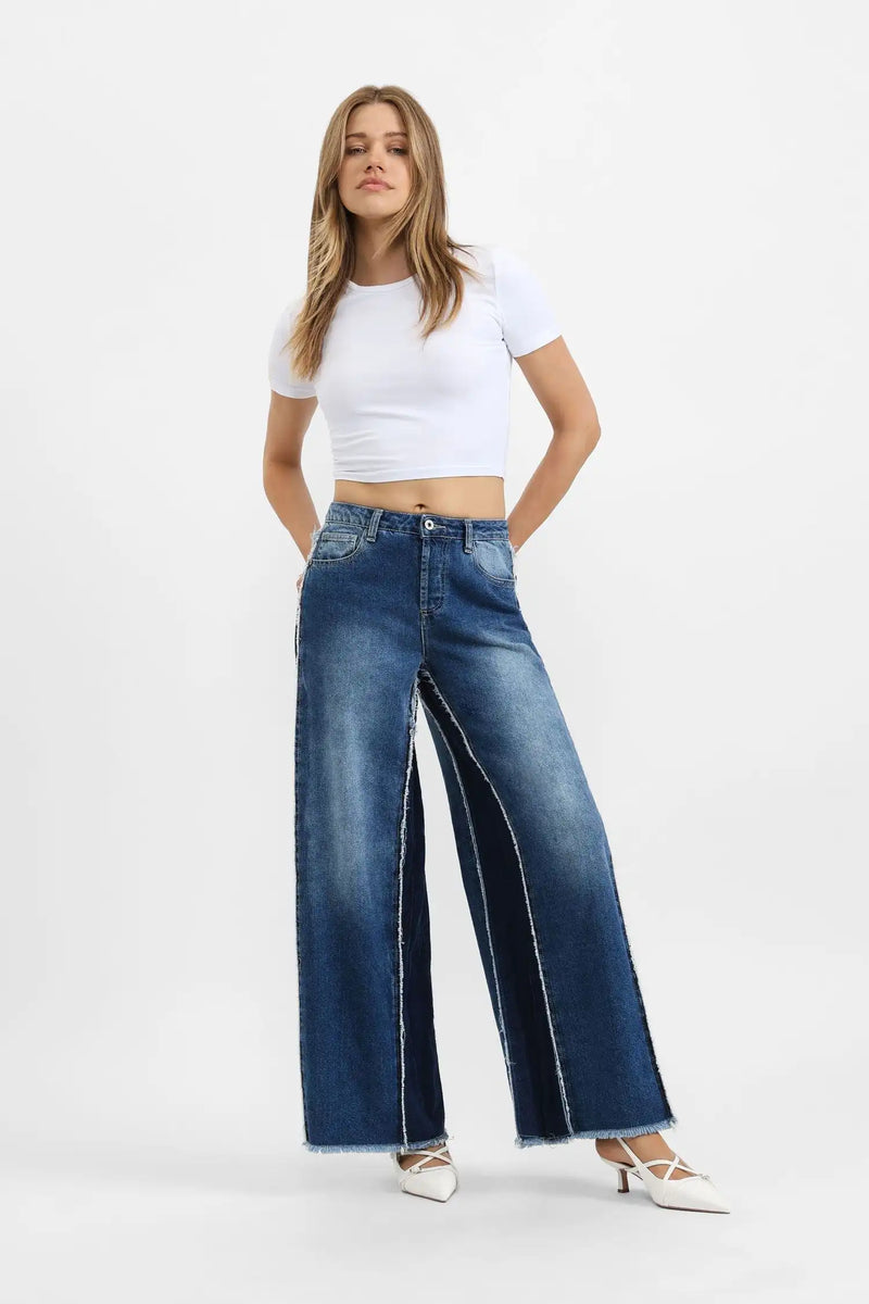 Jean Palazzo Please Bicolor Blu Denim