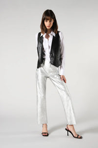 Pantalon Please 7/8 effet cuir Argento