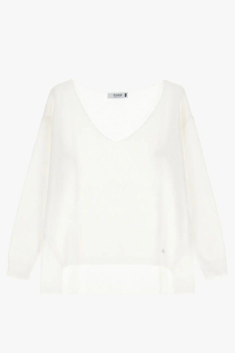 Pull Please en mailles Bianco