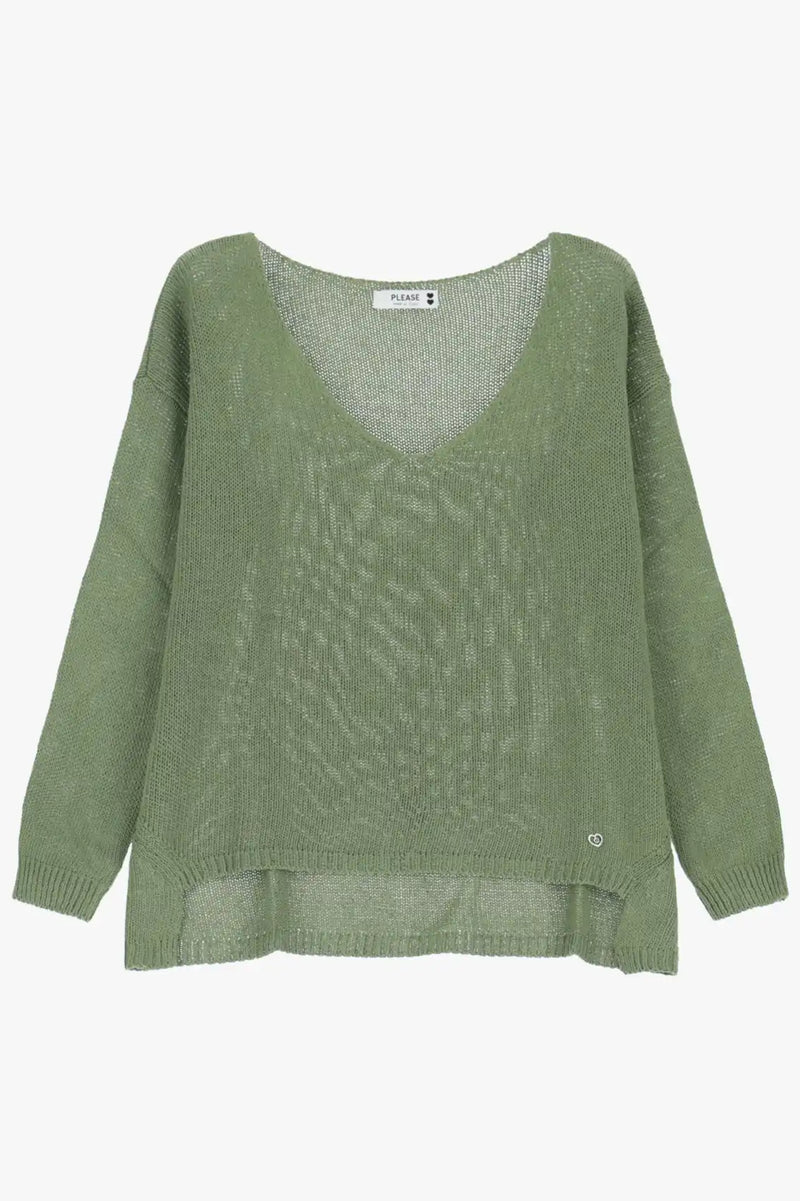 Pull Please en mailles Salvia