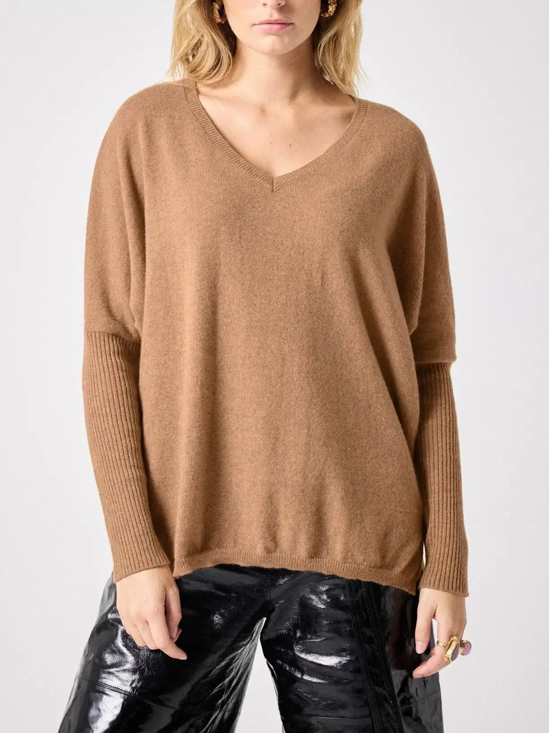 Pull poncho Notshy Faustine Camel Chiné