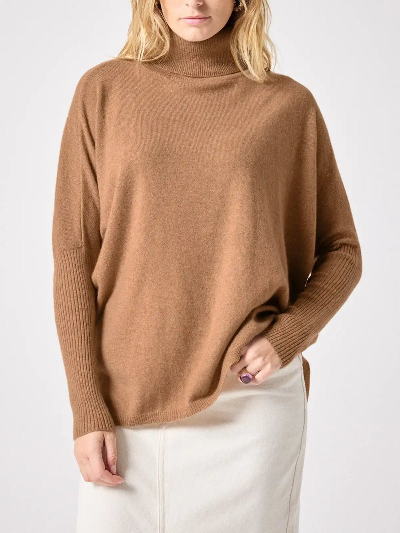 Pull poncho Notshy Margareth Camel Chiné