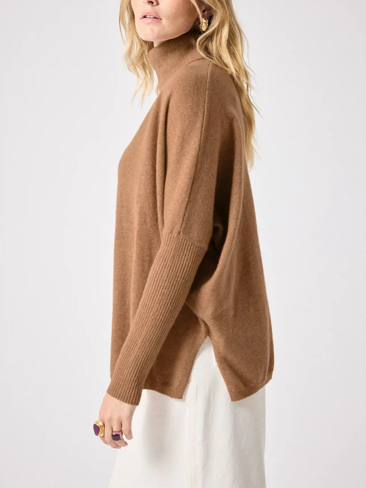 Pull poncho Notshy Margareth Camel Chiné