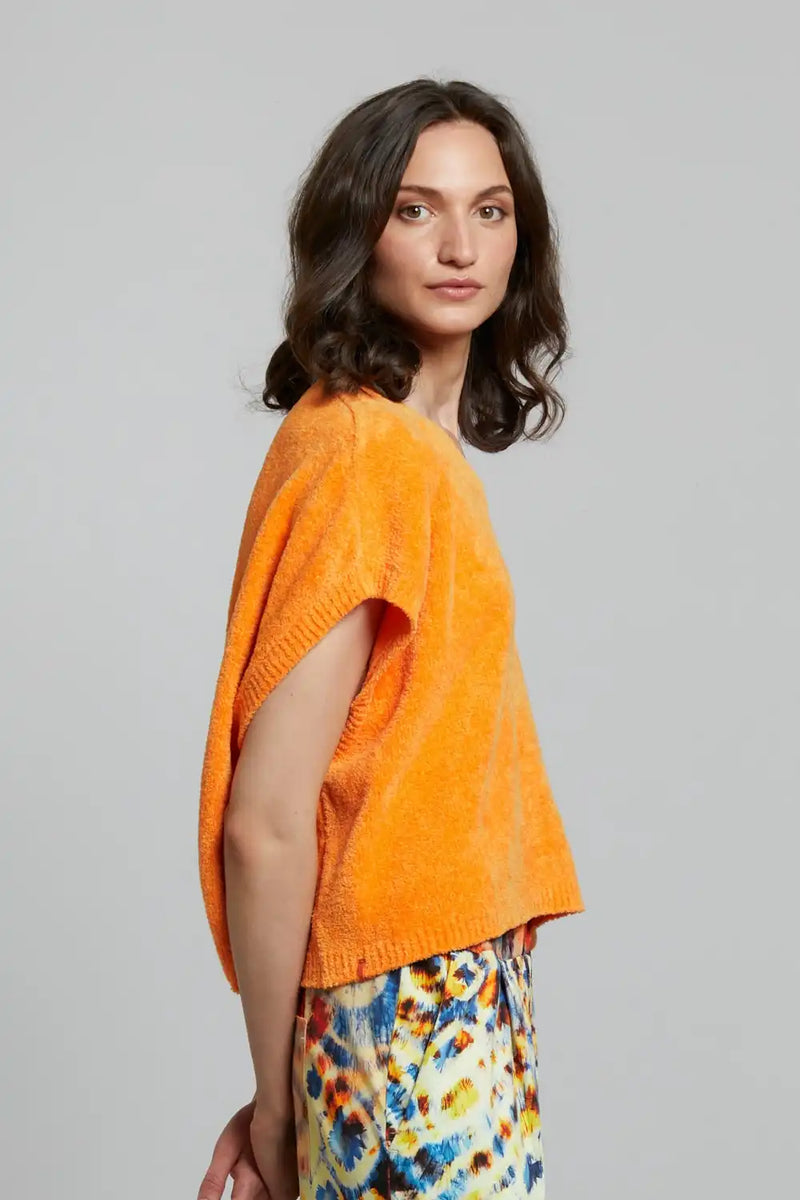 Pull sans manches Maevy Peluche Orange