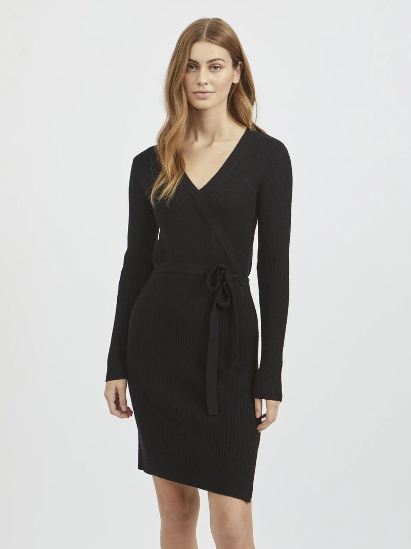 Robe vila viril manches longues en maille noir