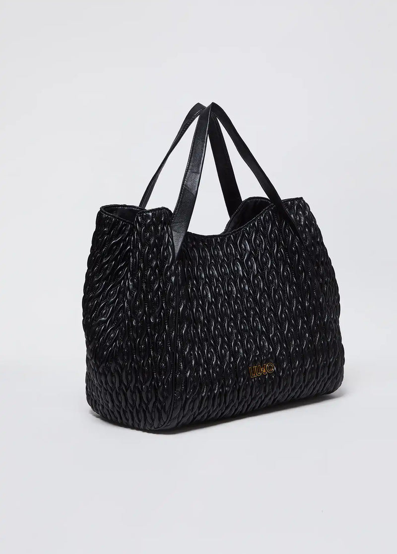 Sac Shopper Liu Jo matelassé avec pochette Nero