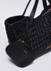 Sac Shopper Liu Jo matelassé avec pochette Nero