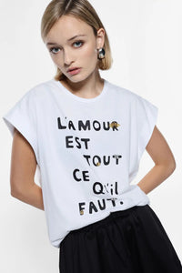 T-shirt Imperial "L'amour est tout ce qu'il faut" Bianco