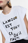 T-shirt Imperial "L'amour est tout ce qu'il faut" Bianco