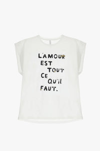 T-shirt Imperial "L'amour est tout ce qu'il faut" Bianco