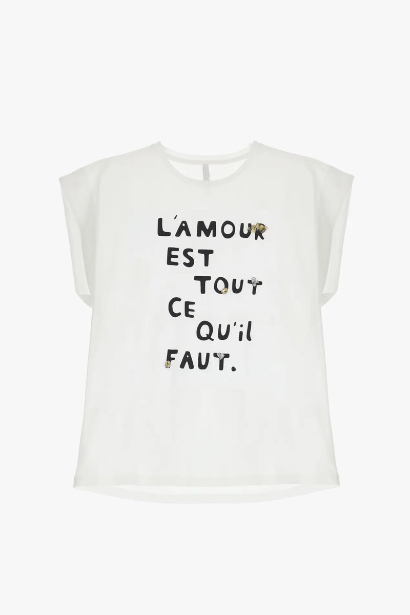 T-shirt Imperial "L'amour est tout ce qu'il faut" Bianco