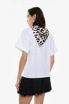 T-shirt Imperial foulard léopard Bianco