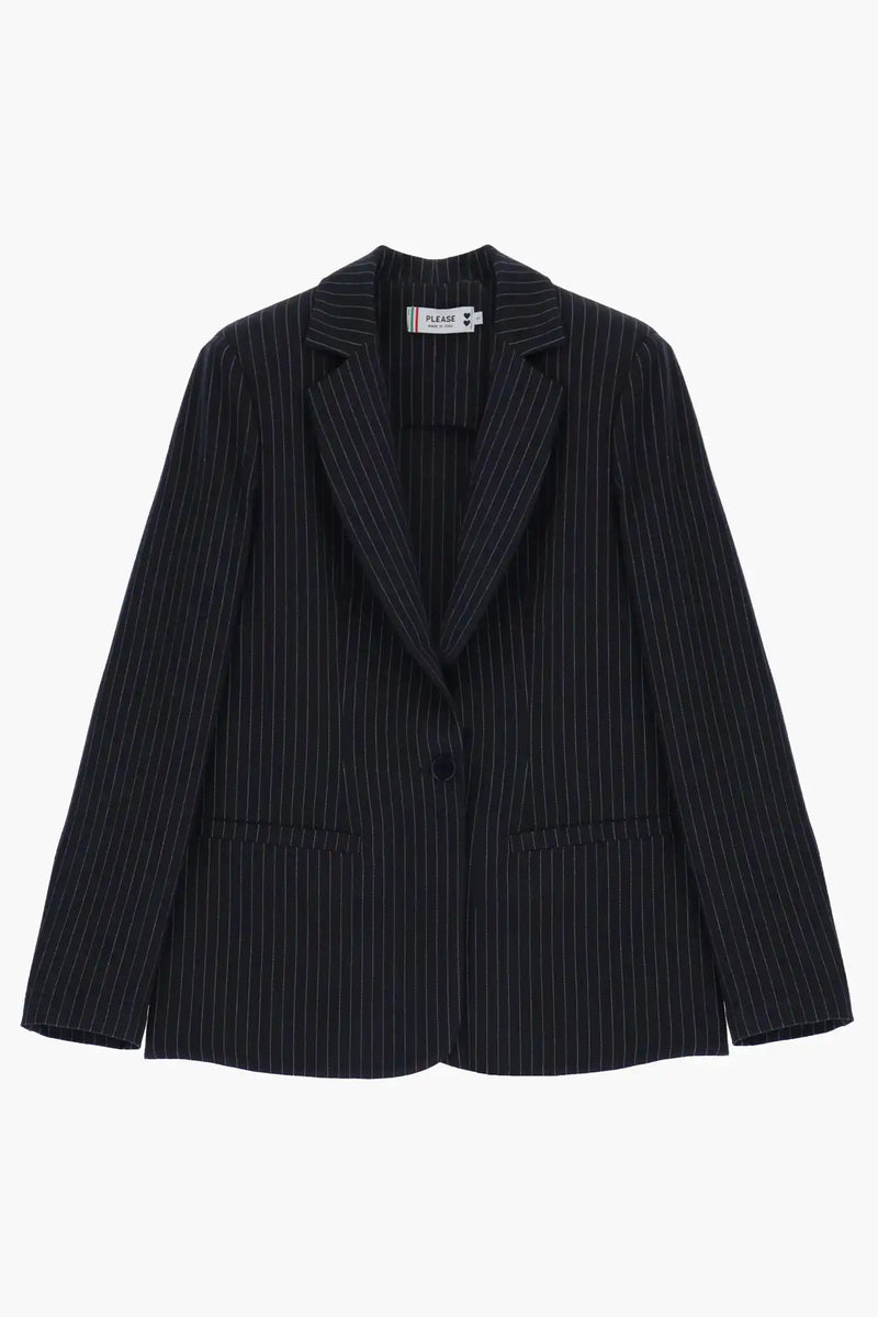 Blazer Please un bouton Rayures Blu