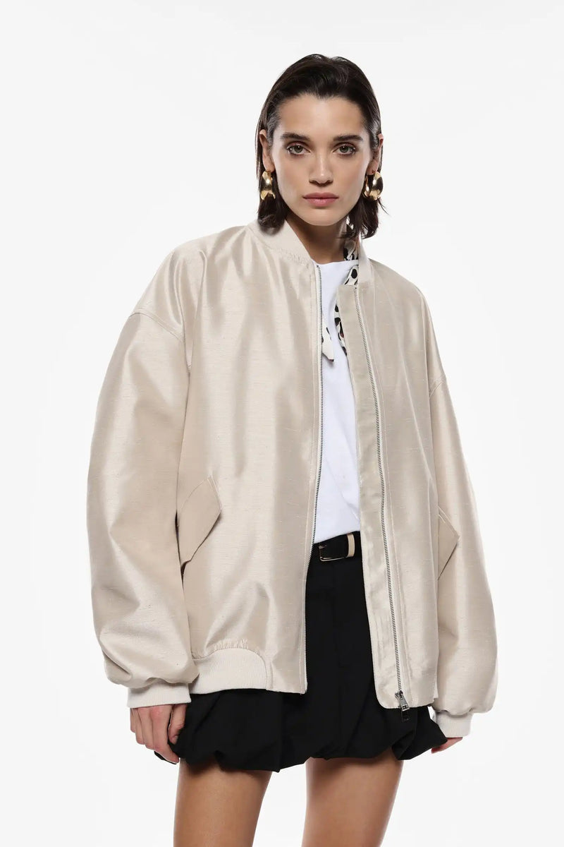 Blouson oversize Imperial bomber Satin Champagne