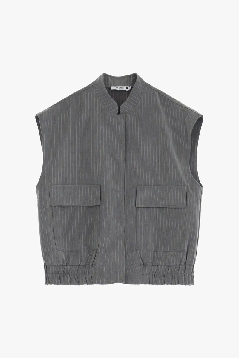 Gilet Please Rayures Grigio