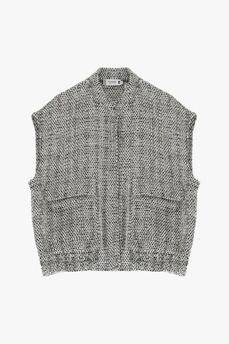 Gilet Please Tweed Bianco/Nero